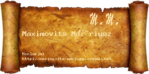 Maximovits Máriusz névjegykártya